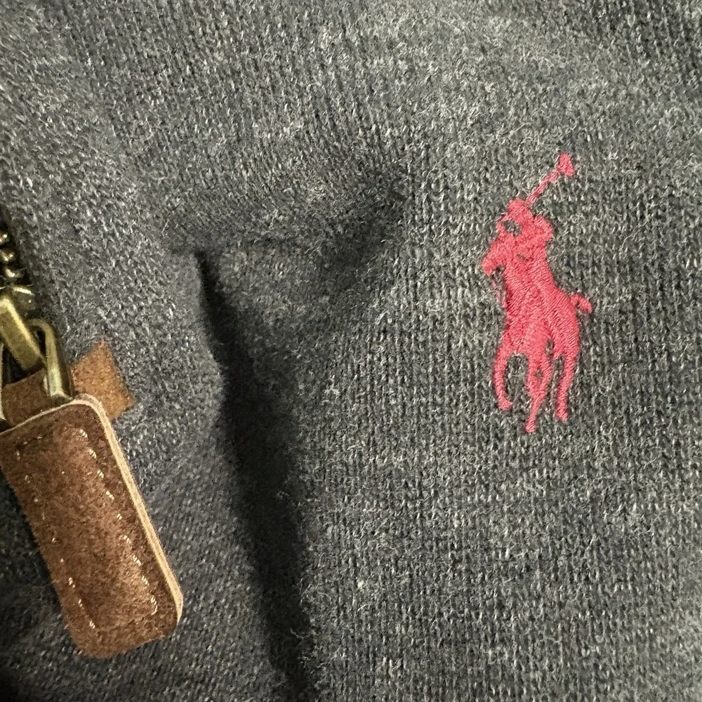Polo Ralph Lauren Mens M Estate Rib Quarter Zip Pullover Charcoal Grey Black NWT
